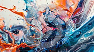 Fluid motions of paint create a mesmerizing explosion of color and movemen