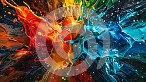 Fluid movements of paint create a colorful explosion of energ