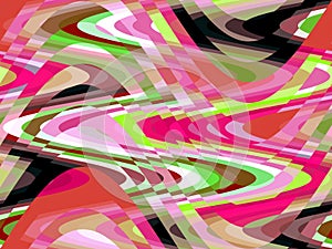 Fluid pink green orange colorful geometries shapes texture, abstract background