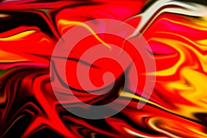 Fluid red orange yellow dark background, waves like shapes