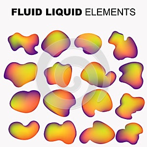 Fluid shape vector set. gradient liquid with neon colors,