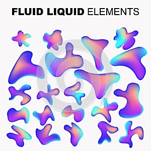 Fluid shape vector set. gradient liquid with neon colors,