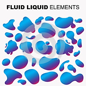 Fluid shape vector set. gradient liquid with neon colors,