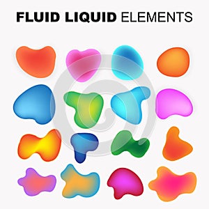 Fluid shape vector set. gradient liquid with neon colors,