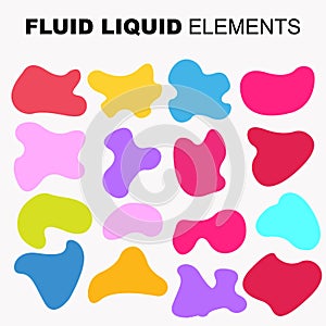 Fluid shape vector set. gradient liquid with neon colors,