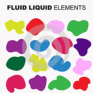 Fluid shape vector set. gradient liquid with neon colors,