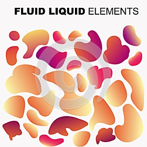 Fluid shape vector set. gradient liquid with neon colors,