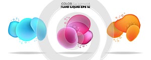 Fluid shape vector set. gradient liquid with neon colors,