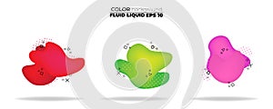 Fluid shape vector set. gradient liquid with neon colors,