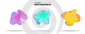 Fluid shape vector set. gradient liquid with neon colors,