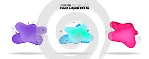 Fluid shape vector set. gradient liquid with neon colors,