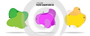 Fluid shape vector set. gradient liquid with neon colors,