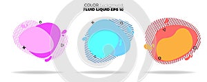 Fluid shape vector set. gradient liquid with neon colors,
