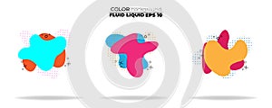 Fluid shape vector set. gradient liquid with neon colors,