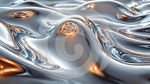 Fluid Silver and Chrome Waves with Glowing Reflections photo