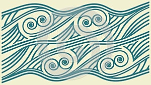 Fluid Stylized Wave Pattern, Dynamic Water Element, vector design Generative AI