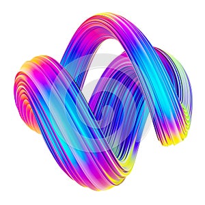 Fluid twisted shape trendy neon holographic colored design element