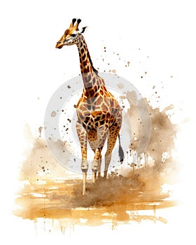 fluidity and unpredictability of watercolors by creating a dynamic and energetic Giraffe print. fashion design cute Giraffe poster