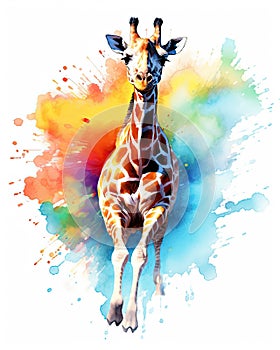 fluidity and unpredictability of watercolors by creating a dynamic and energetic Giraffe print. fashion design cute Giraffe poster