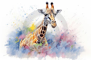 fluidity and unpredictability of watercolors by creating a dynamic and energetic Giraffe print. fashion design cute Giraffe poster