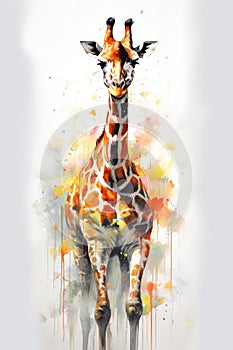 fluidity and unpredictability of watercolors by creating a dynamic and energetic Giraffe print. fashion design cute Giraffe poster