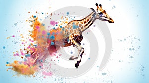 fluidity and unpredictability of watercolors by creating a dynamic and energetic Giraffe print. fashion design cute Giraffe poster