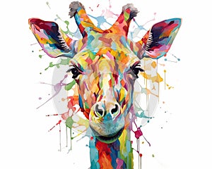 fluidity and unpredictability of watercolors by creating a dynamic and energetic Giraffe print. fashion design cute Giraffe poster