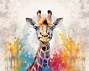 fluidity and unpredictability of watercolors by creating a dynamic and energetic Giraffe print. fashion design cute Giraffe poster