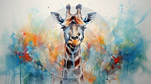 fluidity and unpredictability of watercolors by creating a dynamic and energetic Giraffe print. fashion design cute Giraffe poster