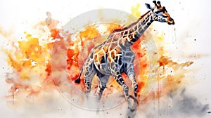 fluidity and unpredictability of watercolors by creating a dynamic and energetic Giraffe print. fashion design cute Giraffe poster