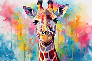 fluidity and unpredictability of watercolors by creating a dynamic and energetic Giraffe print. fashion design cute Giraffe poster