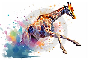 fluidity and unpredictability of watercolors by creating a dynamic and energetic Giraffe print. fashion design cute Giraffe poster