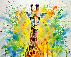 fluidity and unpredictability of watercolors by creating a dynamic and energetic Giraffe print. fashion design cute Giraffe poster