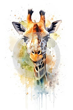 fluidity and unpredictability of watercolors by creating a dynamic and energetic Giraffe print. fashion design cute Giraffe poster