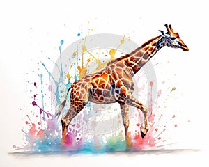 fluidity and unpredictability of watercolors by creating a dynamic and energetic Giraffe print. fashion design cute Giraffe poster