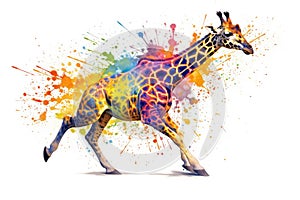 fluidity and unpredictability of watercolors by creating a dynamic and energetic Giraffe print. fashion design cute Giraffe poster