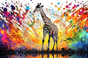 fluidity and unpredictability of watercolors by creating a dynamic and energetic Giraffe print. fashion design cute Giraffe poster