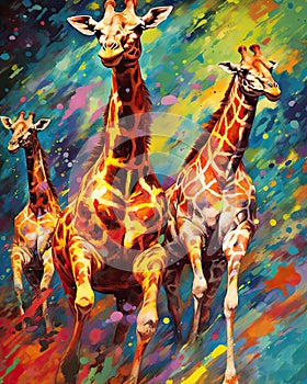 fluidity and unpredictability of watercolors by creating a dynamic and energetic Giraffe print. fashion design cute Giraffe poster