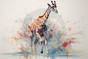 fluidity and unpredictability of watercolors by creating a dynamic and energetic Giraffe print. fashion design cute Giraffe poster