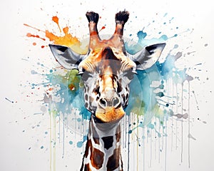 fluidity and unpredictability of watercolors by creating a dynamic and energetic Giraffe print. fashion design cute Giraffe poster