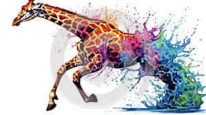 fluidity and unpredictability of watercolors by creating a dynamic and energetic Giraffe print. fashion design cute Giraffe poster