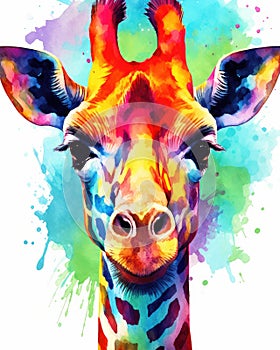 fluidity and unpredictability of watercolors by creating a dynamic and energetic Giraffe print. fashion design cute Giraffe poster