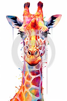 fluidity and unpredictability of watercolors by creating a dynamic and energetic Giraffe print. fashion design cute Giraffe poster