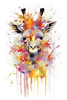 fluidity and unpredictability of watercolors by creating a dynamic and energetic Giraffe print. fashion design cute Giraffe poster