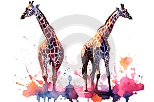 fluidity and unpredictability of watercolors by creating a dynamic and energetic Giraffe print. fashion design cute Giraffe poster