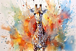 fluidity and unpredictability of watercolors by creating a dynamic and energetic Giraffe print. fashion design cute Giraffe poster