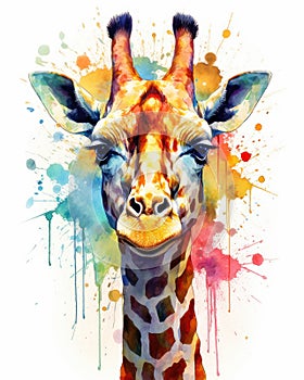 fluidity and unpredictability of watercolors by creating a dynamic and energetic Giraffe print. fashion design cute Giraffe poster