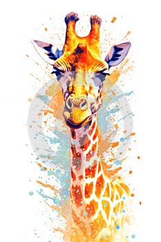 fluidity and unpredictability of watercolors by creating a dynamic and energetic Giraffe print. fashion design cute Giraffe poster