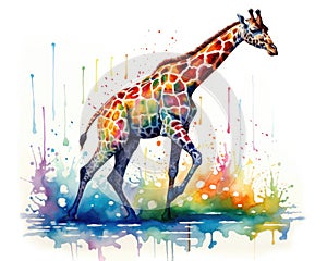 fluidity and unpredictability of watercolors by creating a dynamic and energetic Giraffe print. fashion design cute Giraffe poster