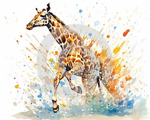 fluidity and unpredictability of watercolors by creating a dynamic and energetic Giraffe print. fashion design cute Giraffe poster